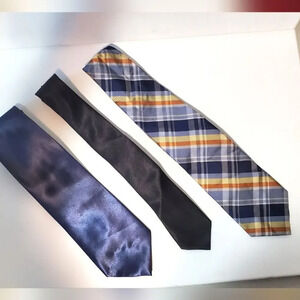 🆓️ FREE ADD ON TO BUNDLE Lot of 3x Neckties Men's Ties Blue Black Plaid